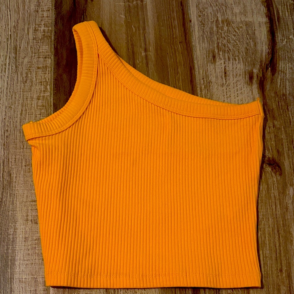 Zara kids Orange One-Shoulder Ribbed Top size 9-10